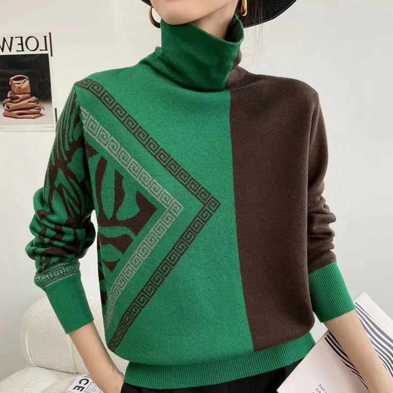 ND | Pull chic à col torsadé avec motifs géométriques
