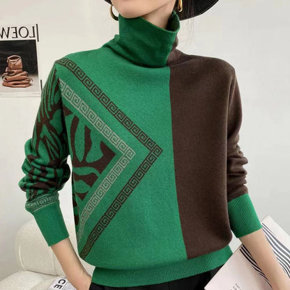 ND | Pull chic à col torsadé avec motifs géométriques