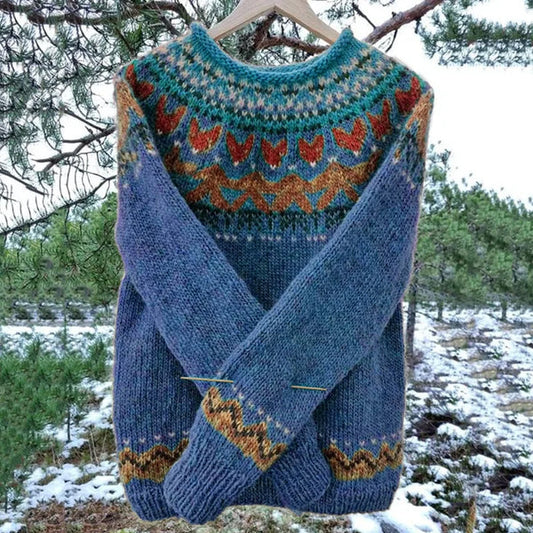 ND | Pull-over tricoté à la main avec motif nordique