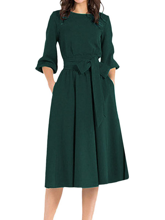 EP | Travail élégant manteau manches longues robe midi