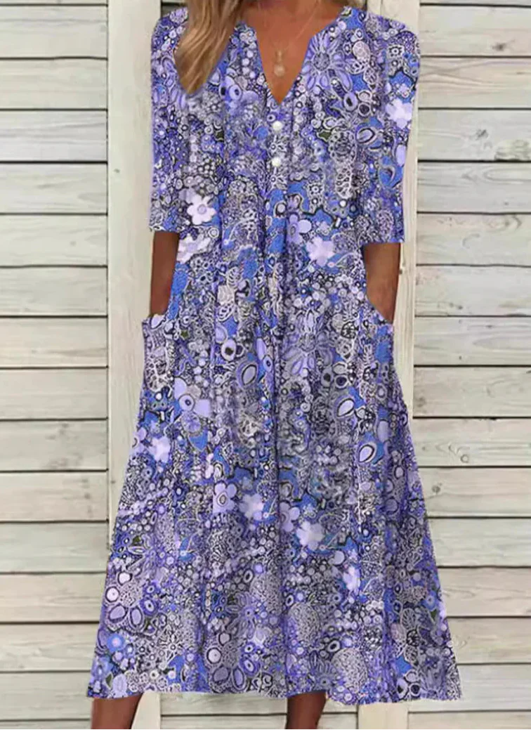 EP | Maxi-robe à manches courtes et décolleté en V