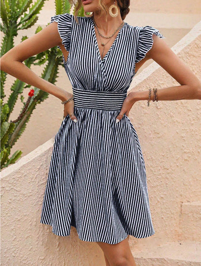 EP | rehaussez votre style estival avec la robe midi chic à rayures de MADISON