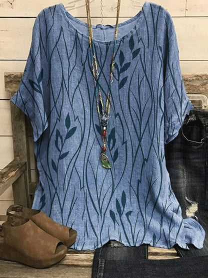 EP | Blouse élégante avec impression de feuilles