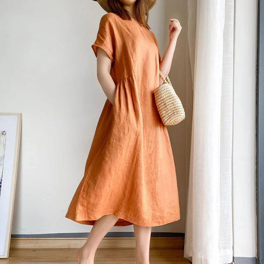 EP | Décolleté O chic décontracté Pull coréen mi-mollet Robe midi printemps