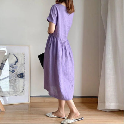 EP | Décolleté O chic décontracté Pull coréen mi-mollet Robe midi printemps
