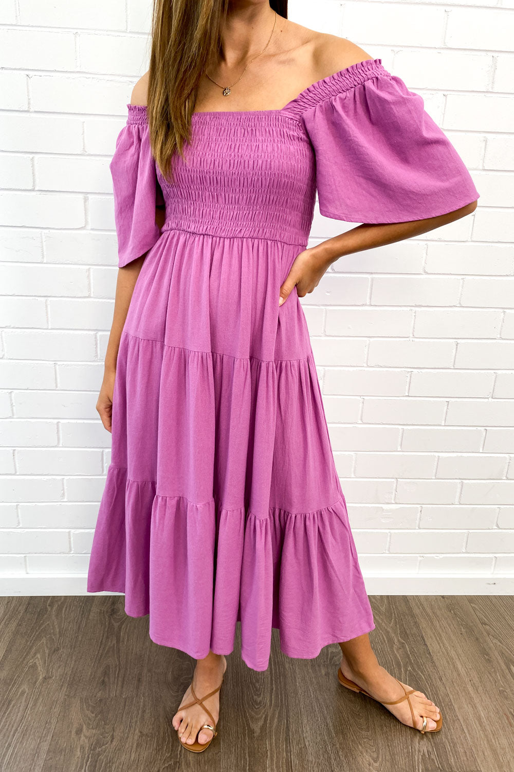 EP | Robe midi féminine off-shoulder