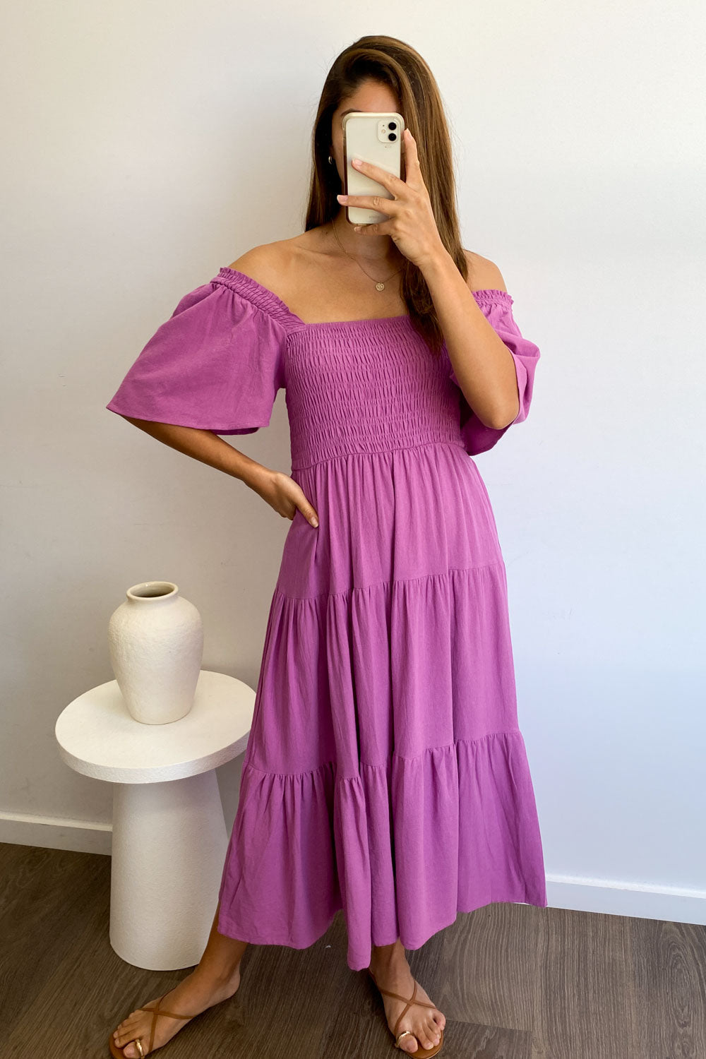EP | Robe midi féminine off-shoulder