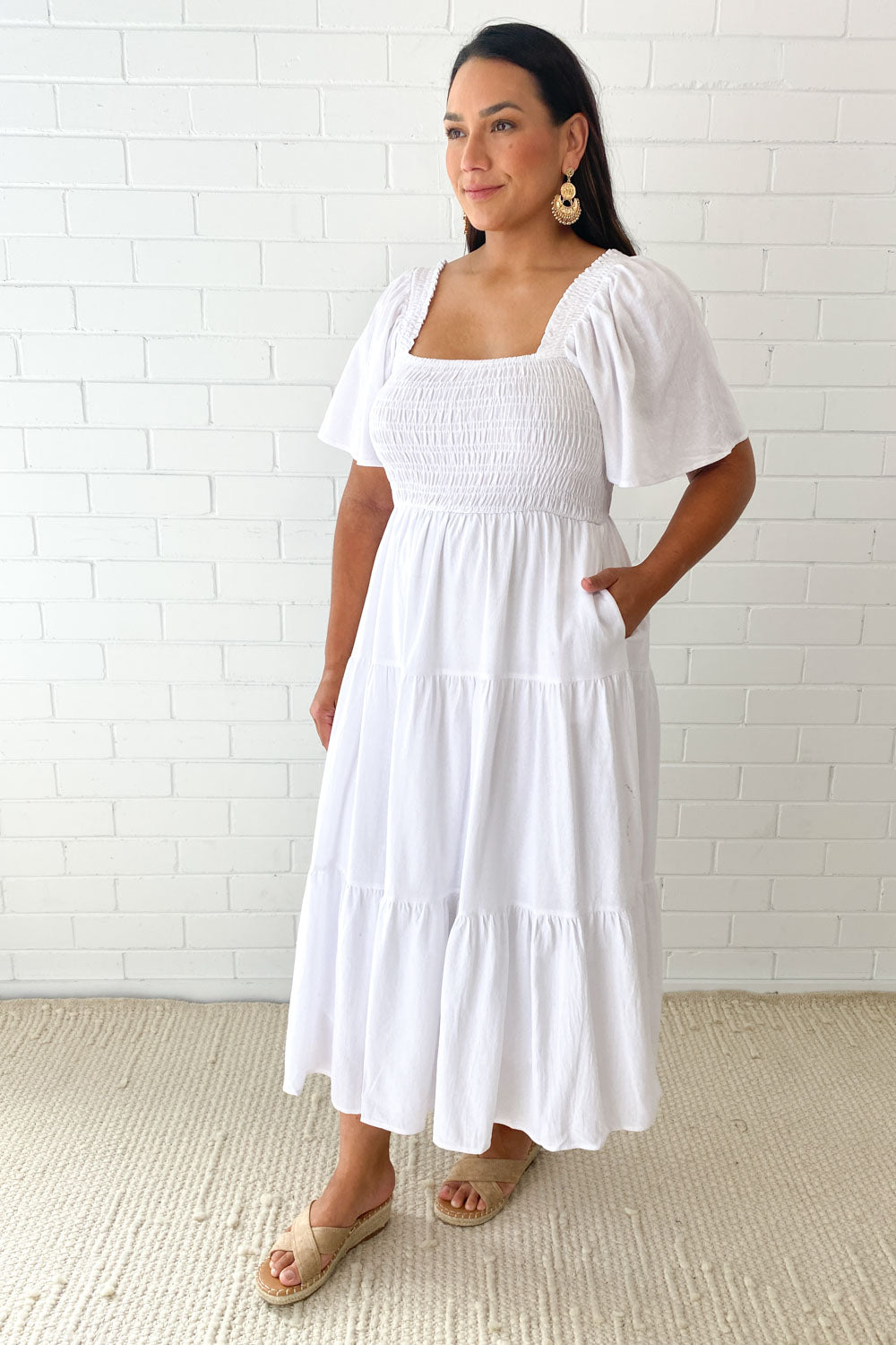 EP | Robe midi féminine off-shoulder