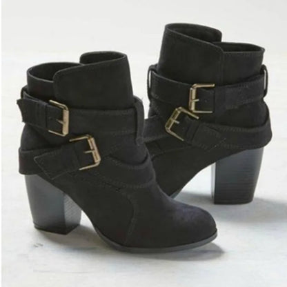 ND | Bottines à boucles en daim avec talon bloc