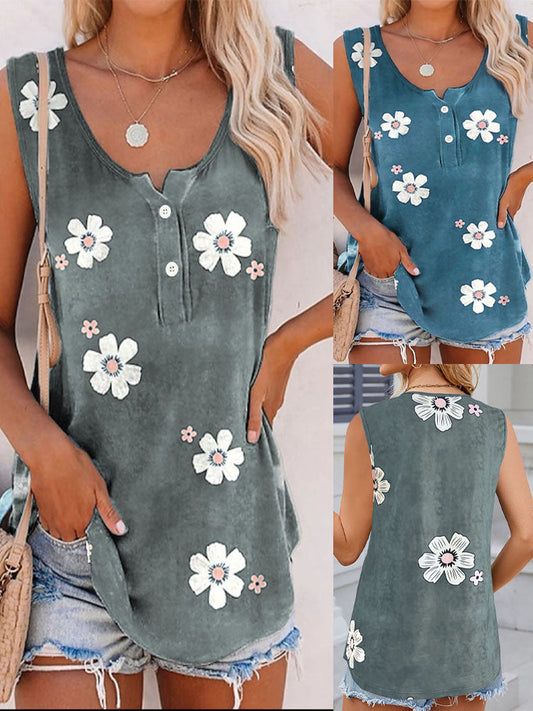 EP | Top sans manches avec impression de fleurs