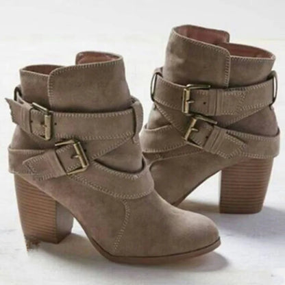 ND | Bottines à boucles en daim avec talon bloc