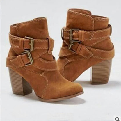 ND | Bottines à boucles en daim avec talon bloc