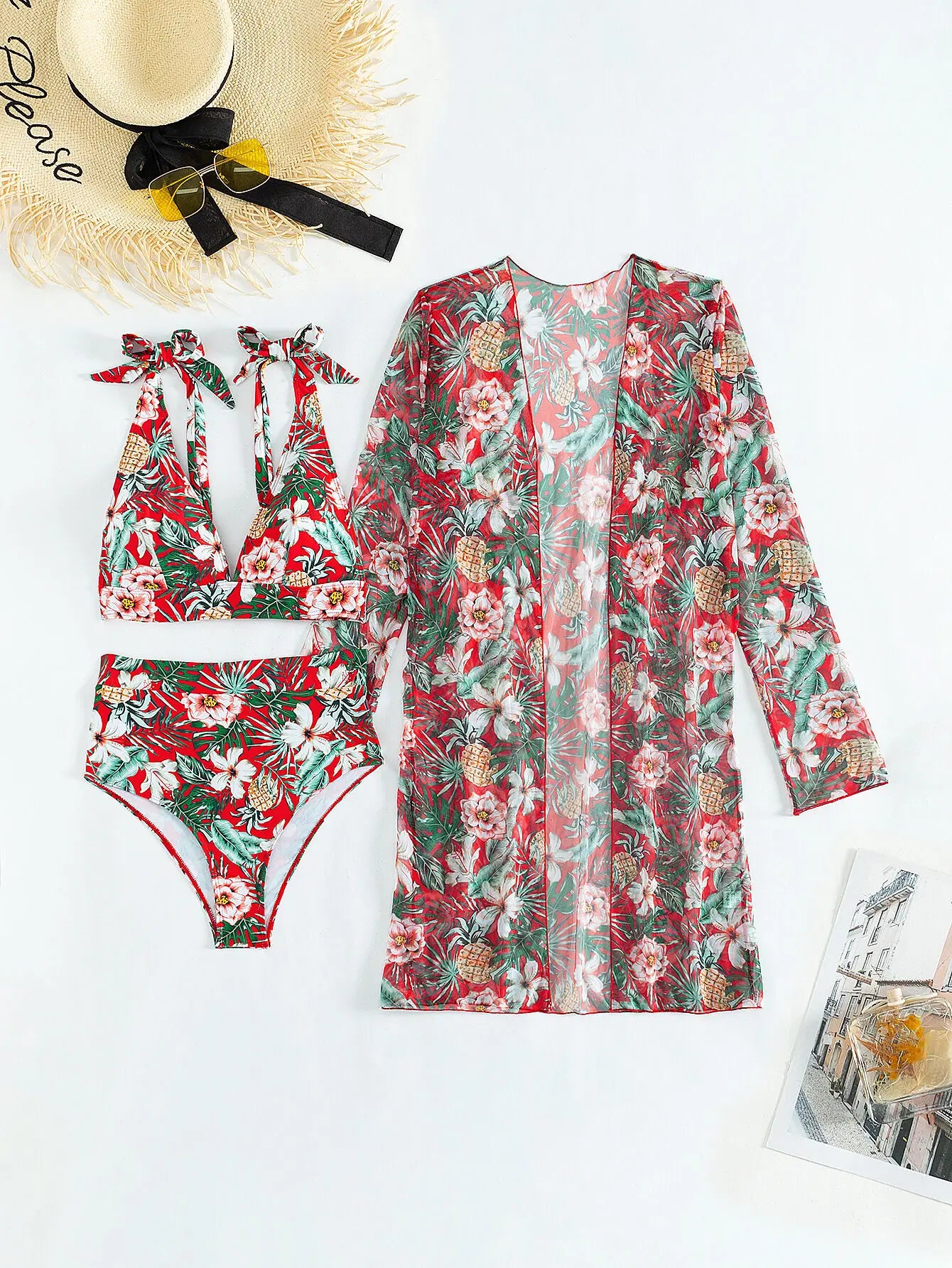 EP | Bikini sexy avec imprimé floral et cache-cœur