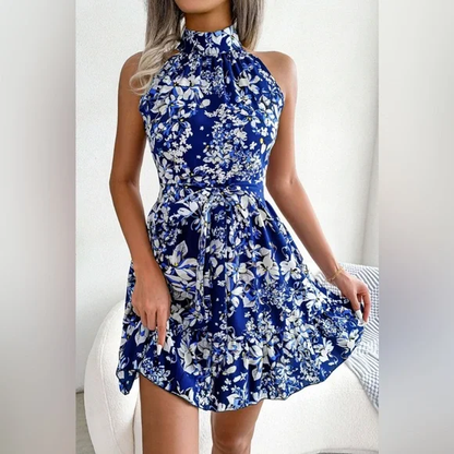 EP | Robe trapèze fleurie avec ceinture à nœuds et ourlet à volants