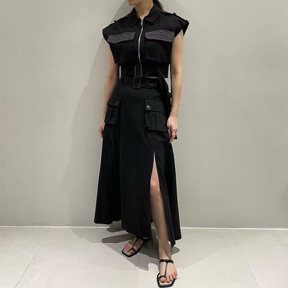 EP | Robe stylée avec taille haute et détails cardigan