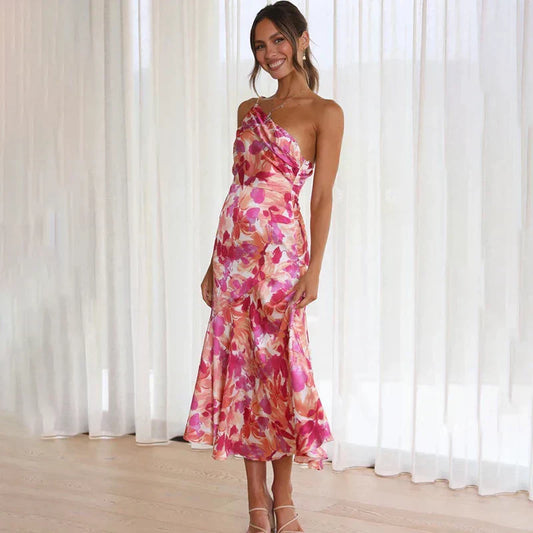 EP | Elégante robe midi asymétrique à motif floral pour toutes les occasions