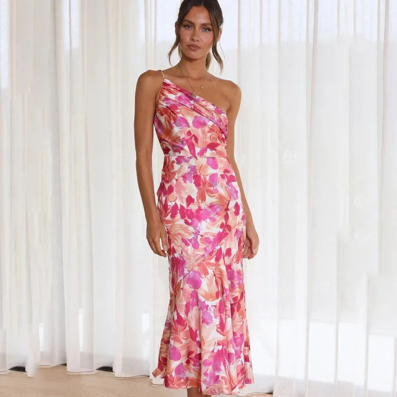 EP | Elégante robe midi asymétrique à motif floral pour toutes les occasions