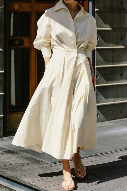 EP | Chemise à manches longues en ligne A Robe midi en coton