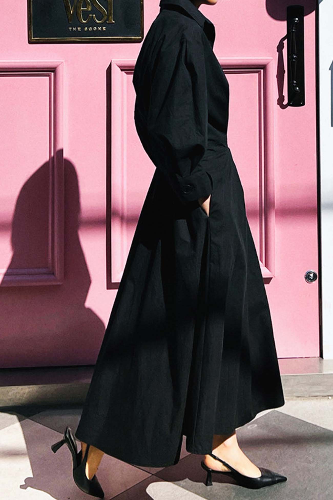 EP | Chemise à manches longues en ligne A Robe midi en coton