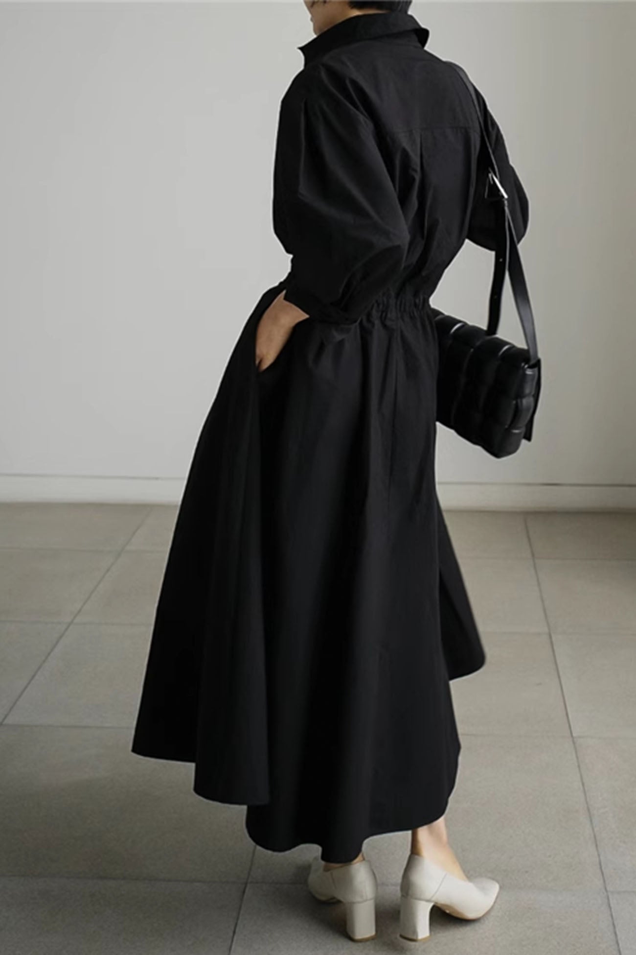 EP | Chemise à manches longues en ligne A Robe midi en coton