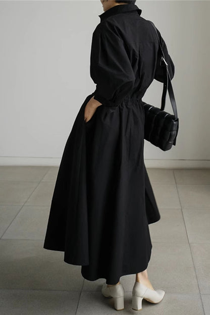 EP | Chemise à manches longues en ligne A Robe midi en coton