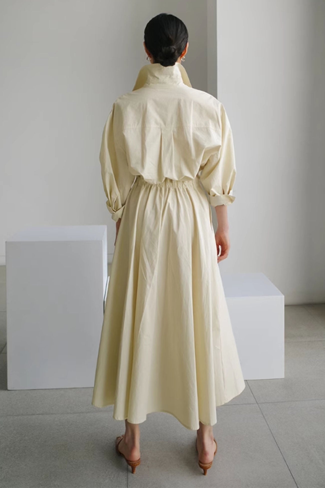 EP | Chemise à manches longues en ligne A Robe midi en coton