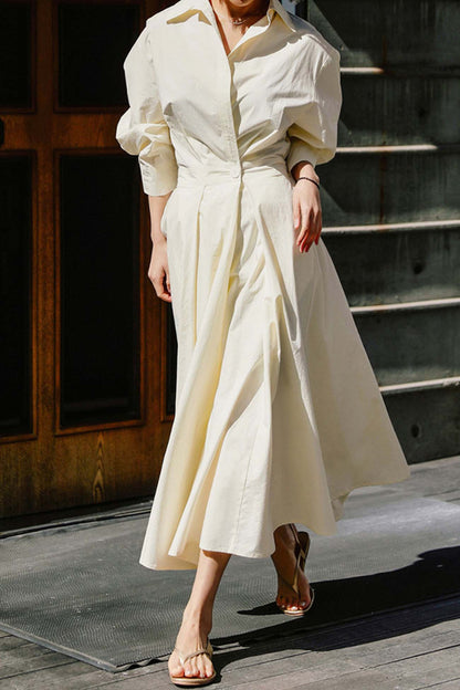 EP | Chemise à manches longues en ligne A Robe midi en coton
