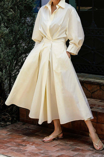EP | Chemise à manches longues en ligne A Robe midi en coton
