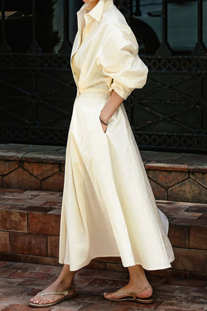 EP | Chemise à manches longues en ligne A Robe midi en coton