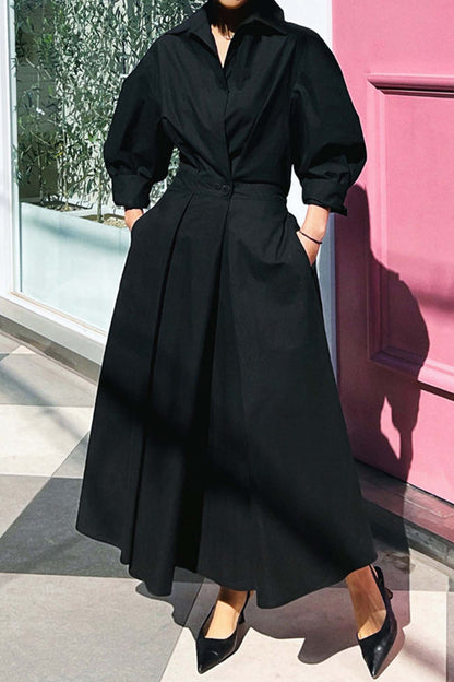 EP | Chemise à manches longues en ligne A Robe midi en coton
