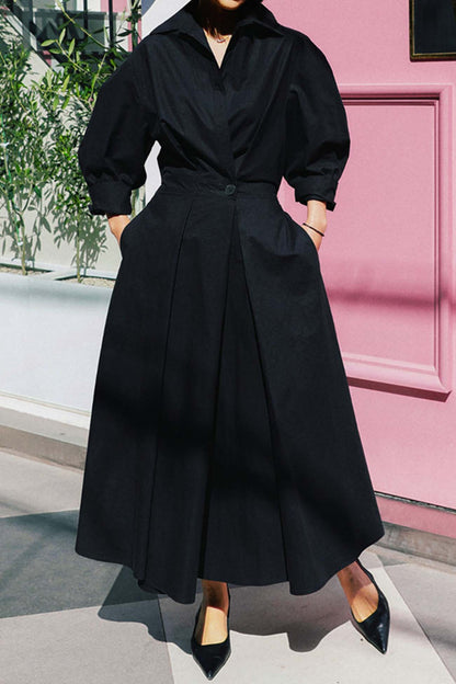 EP | Chemise à manches longues en ligne A Robe midi en coton