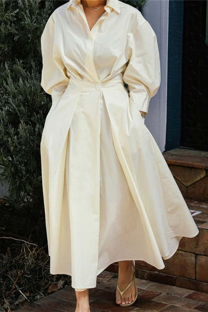 EP | Chemise à manches longues en ligne A Robe midi en coton