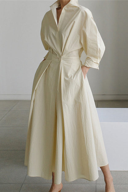 EP | Chemise à manches longues en ligne A Robe midi en coton