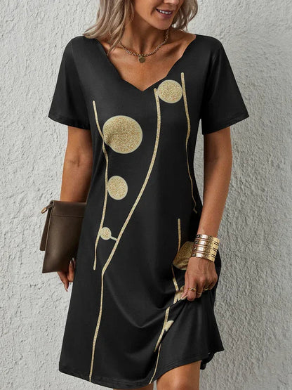 EP | Robe en tricot décontractée avec décolleté en V et manches courtes