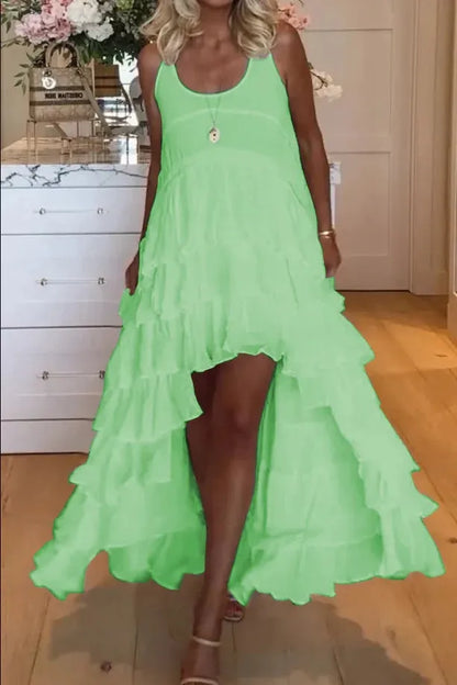 EP | Jolie robe à volants pour femmes, courte devant et longue derrière