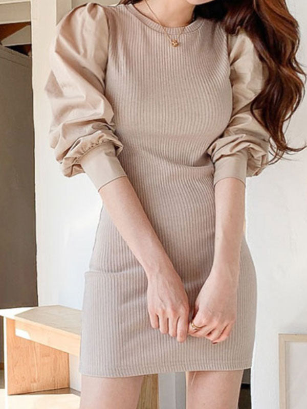 EP | Patchwork robe midi à manches longues en tricot