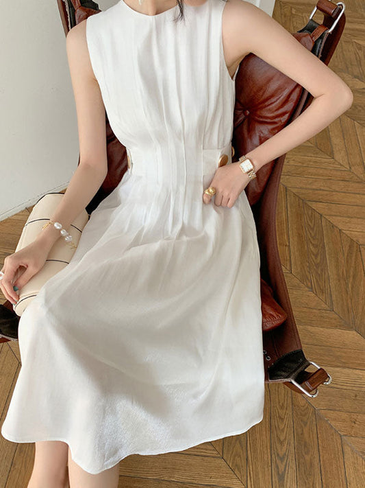 EP | Robe midi en satin ornée de boutons