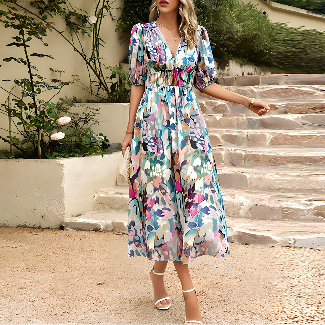 EP | Robe midi avec décolleté en V