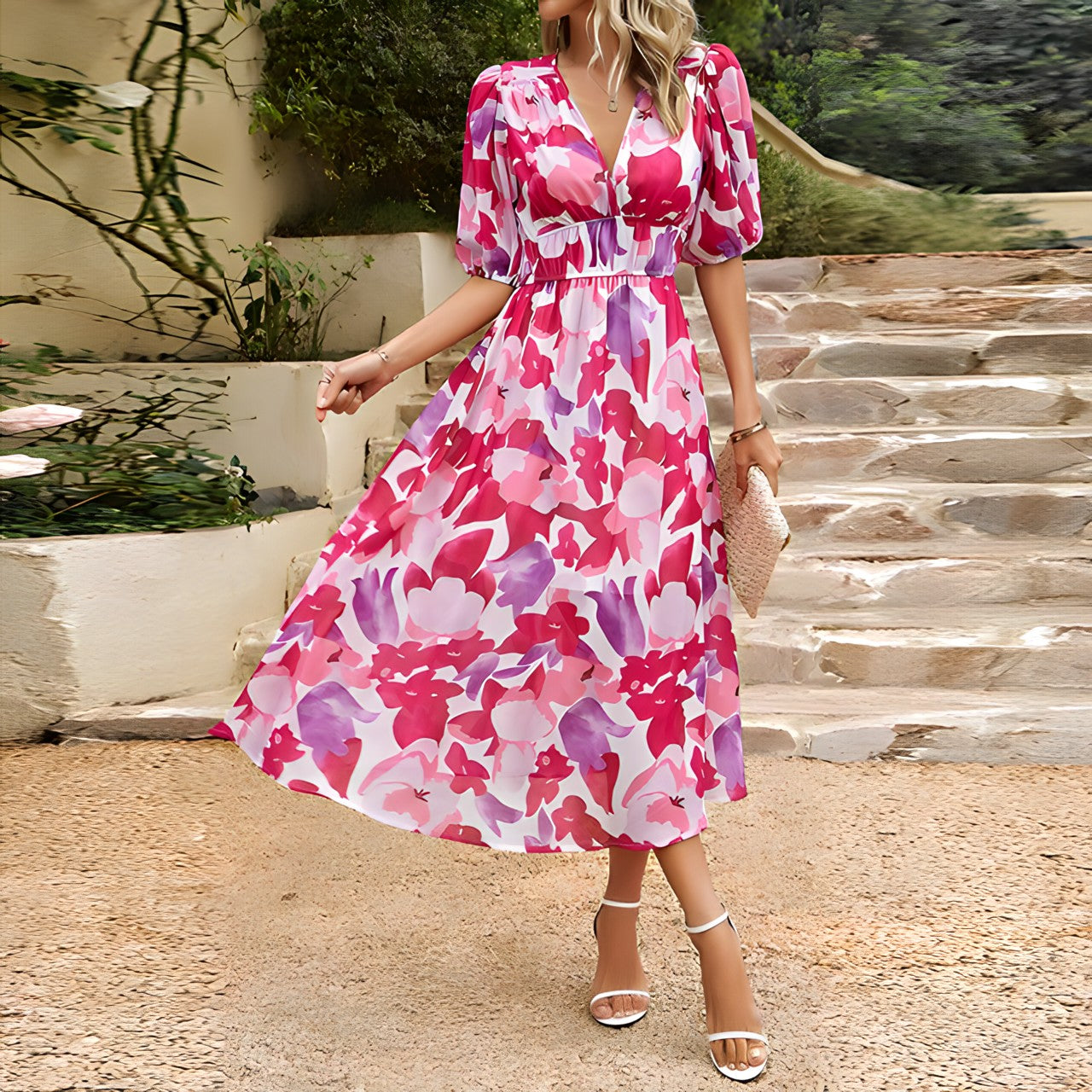 EP | Robe midi avec décolleté en V