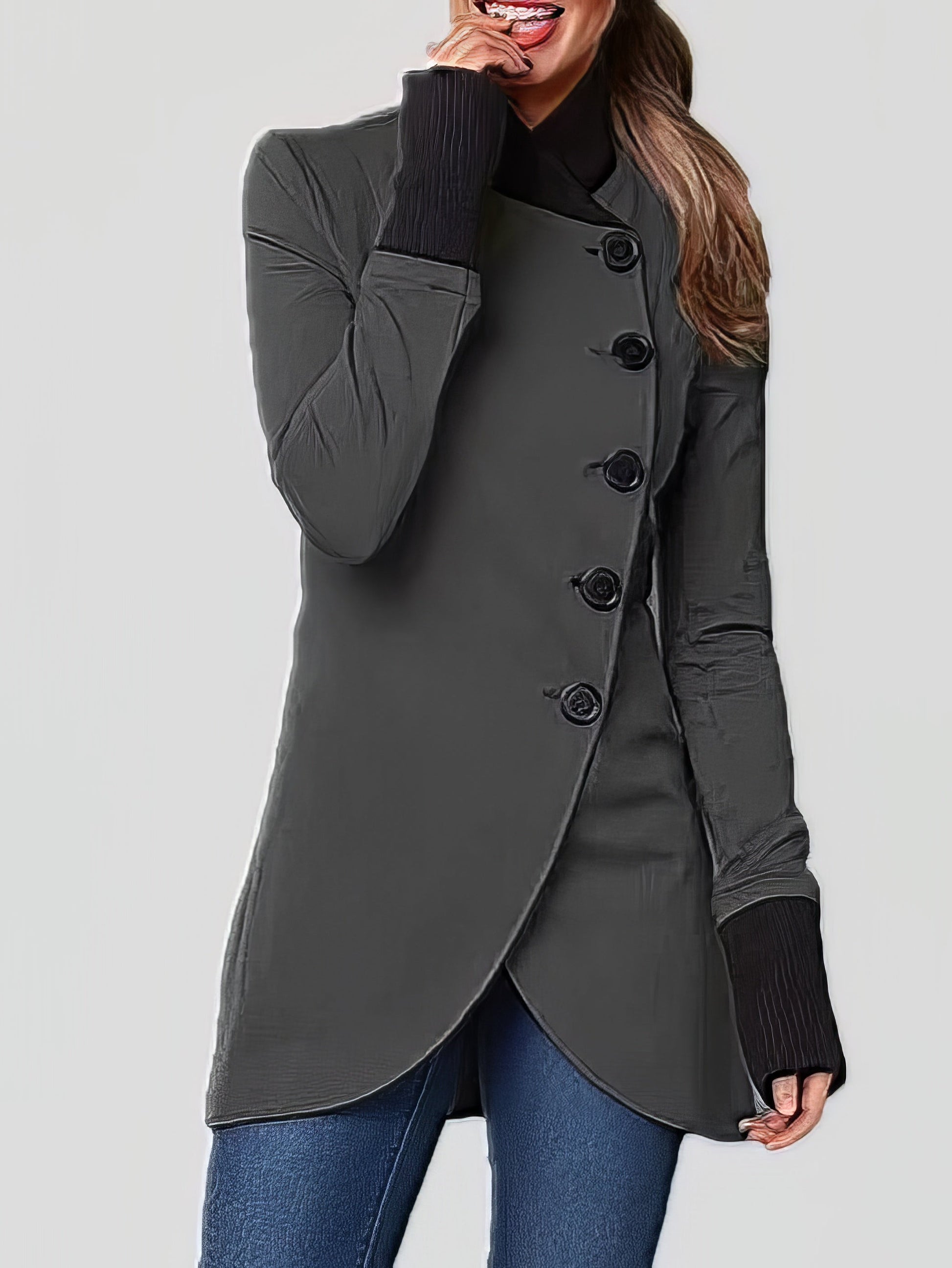 Women's Coats Single-Breasted Long Sleeve Irregular Coat - Coats & Jackets - INS | Online Fashion Free Shipping Clothing, Dresses, Tops, Shoes - 12/11/2021 - 20-30 - COA2111121304