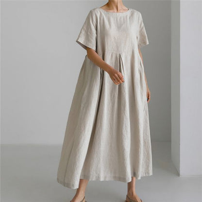 EP | Col rond Simple robe midi smockée AH157