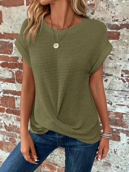 ND | Haut en tricot gaufré avec manches roulées