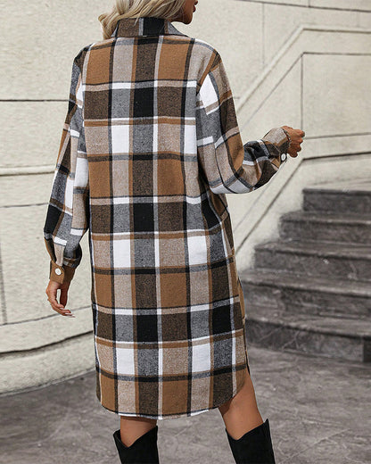 EP | Robe droite à revers en tissu à carreaux