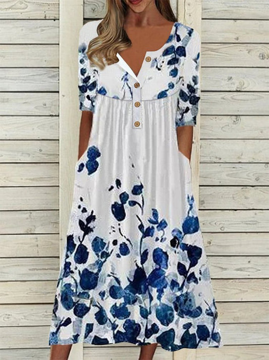 EP | Bouton Robe midi de vacances florale