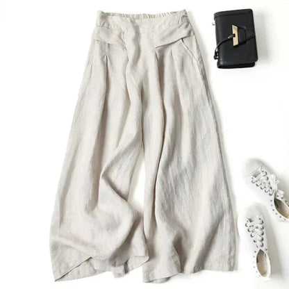 EP | Pantalon à jambe large en coton et lin