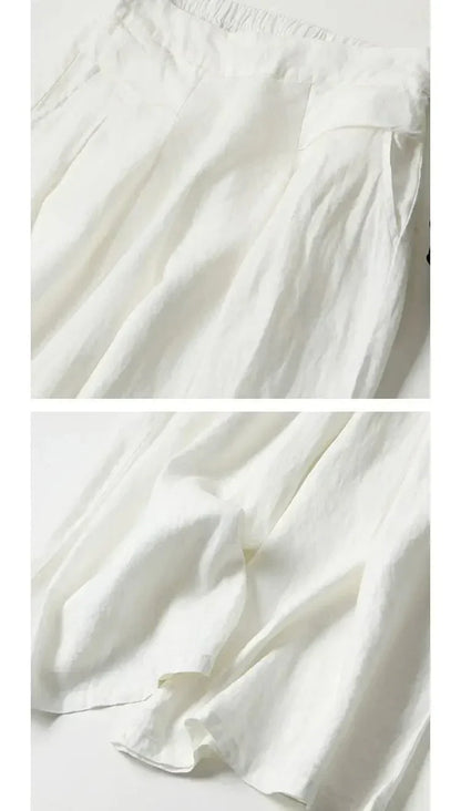 EP | Pantalon à jambe large en coton et lin
