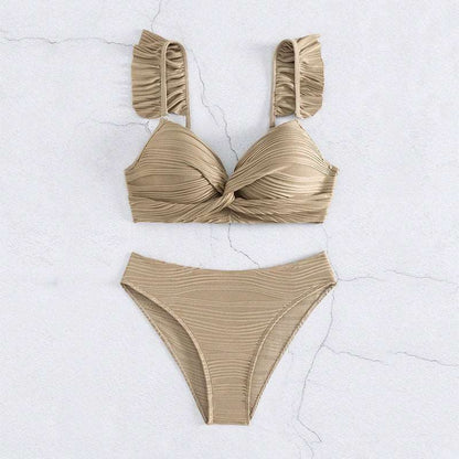 EP | Women's Solid Color Ruffled Bikini en 2 couleurs S-XL