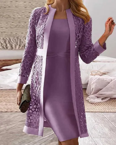 EP | Ensemble deux pièces - robe cardigan dentelle pour femme