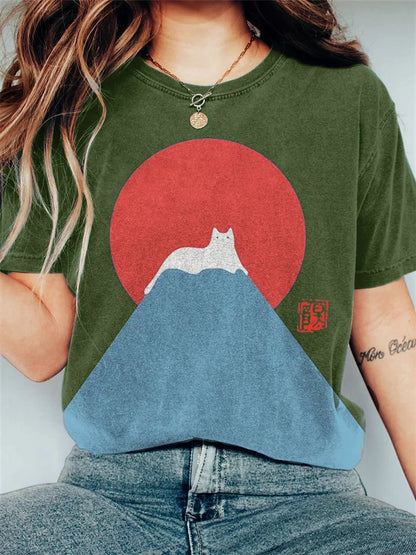ND | Graphisme chat montagne T-shirt