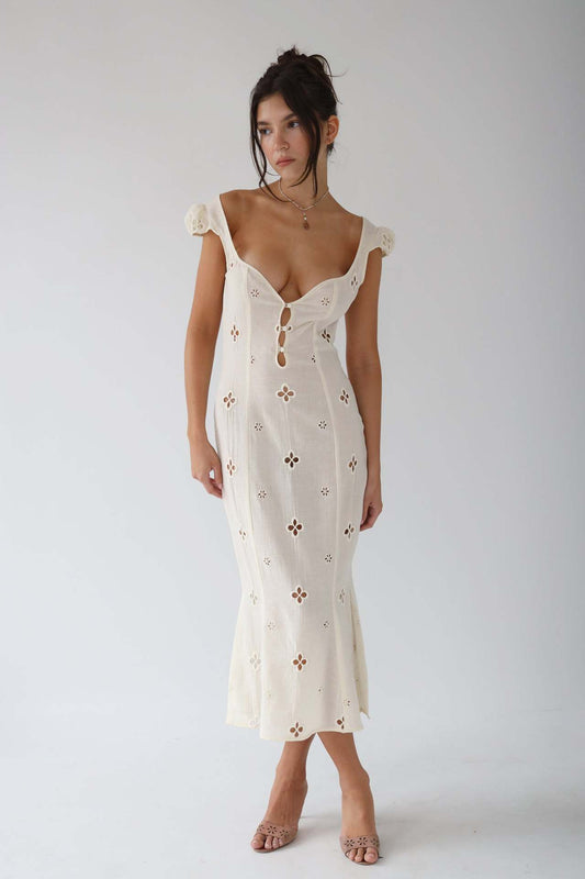 EP | Robe midi vintage brodée Fishtail